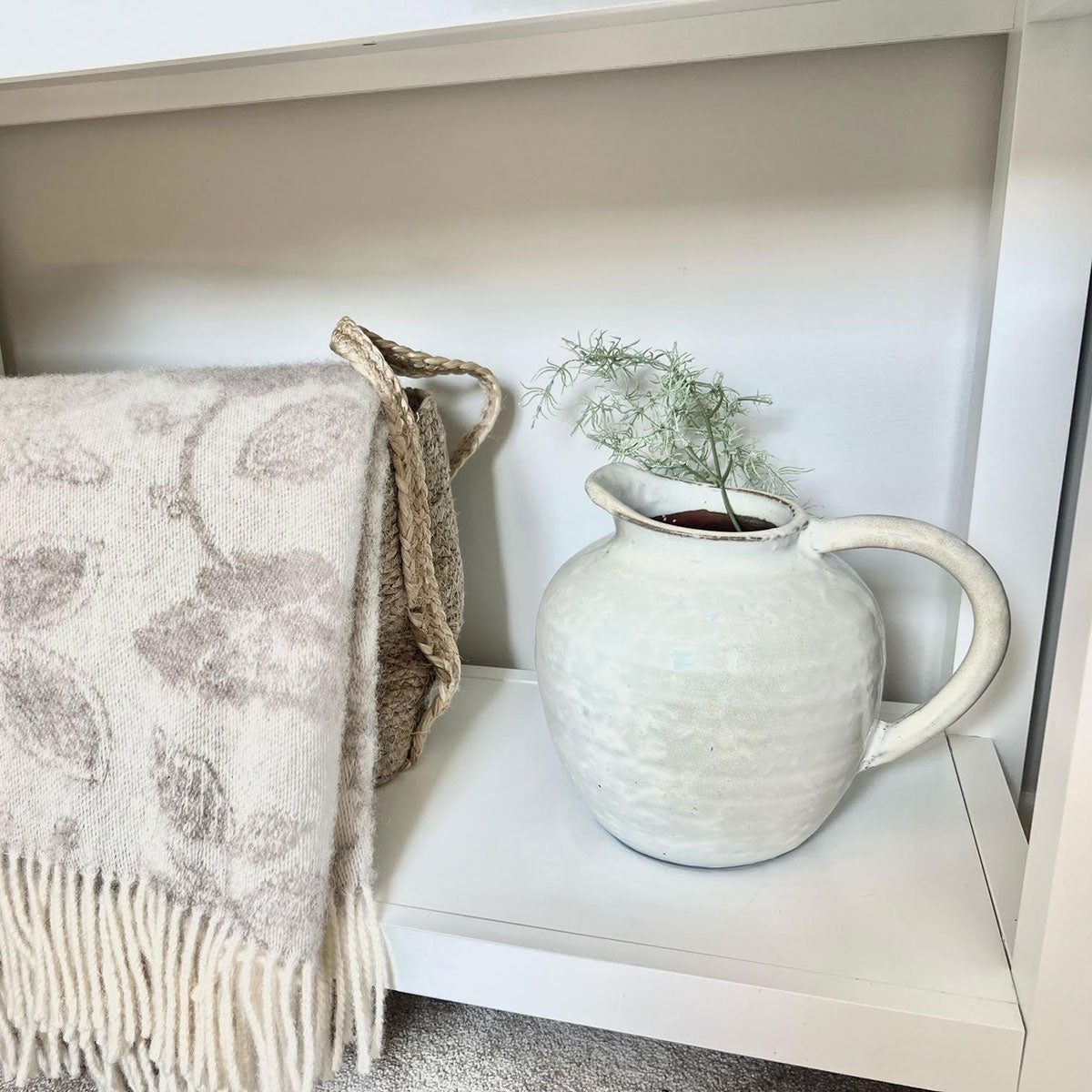 Glazed White Ceramic Jug
