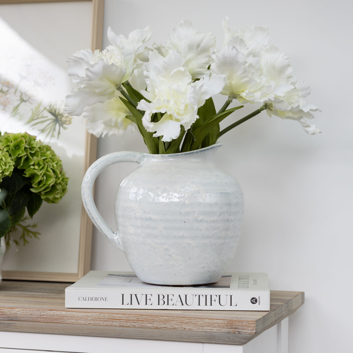 Glazed White Ceramic Jug