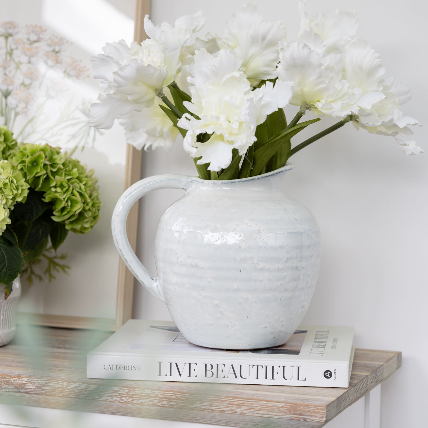 Glazed White Ceramic Jug