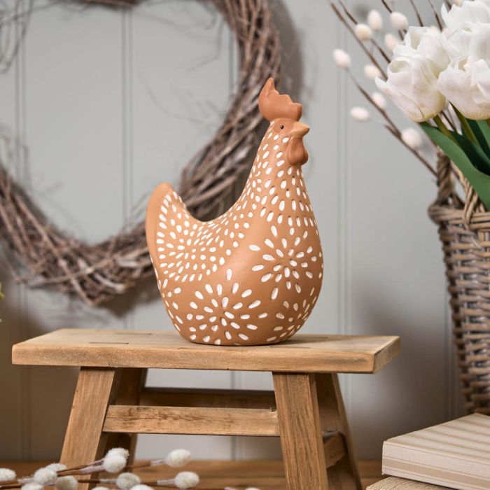 Rustic Speckled Chicken Clay Ornament