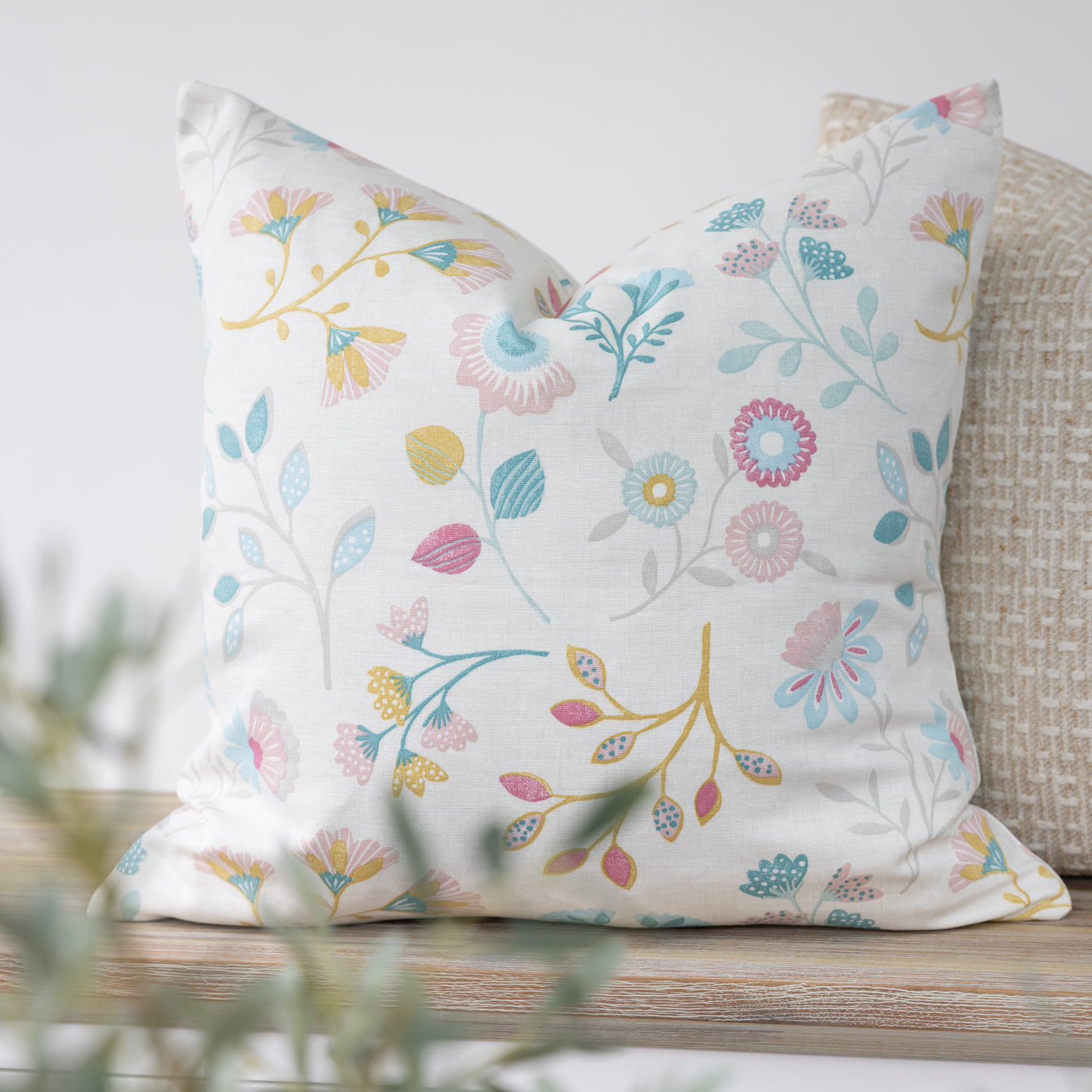 Fuchsia Pink Scandi Floral Cushion Cover