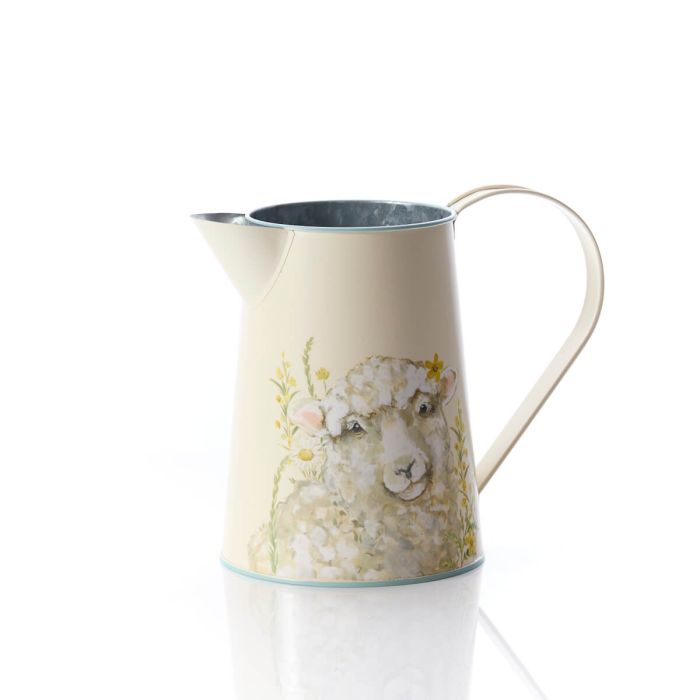 Sheep Floral Metal Jug