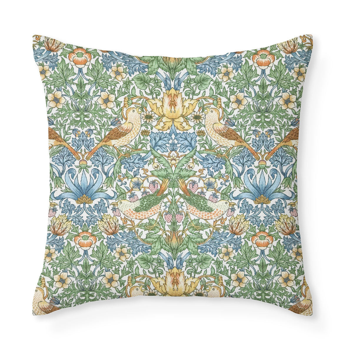 William Morris Strawberry Thief Blanc Floral Garden Water Resistant Square Cushion