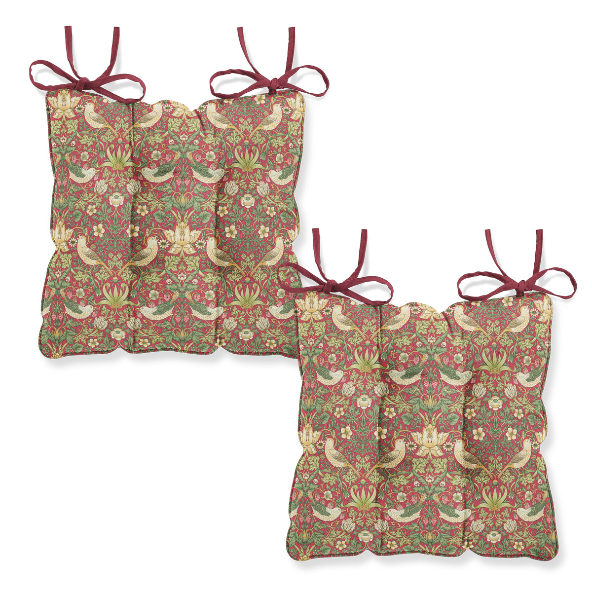 William Morris Strawberry Thief Crimson Chair Seat Pad