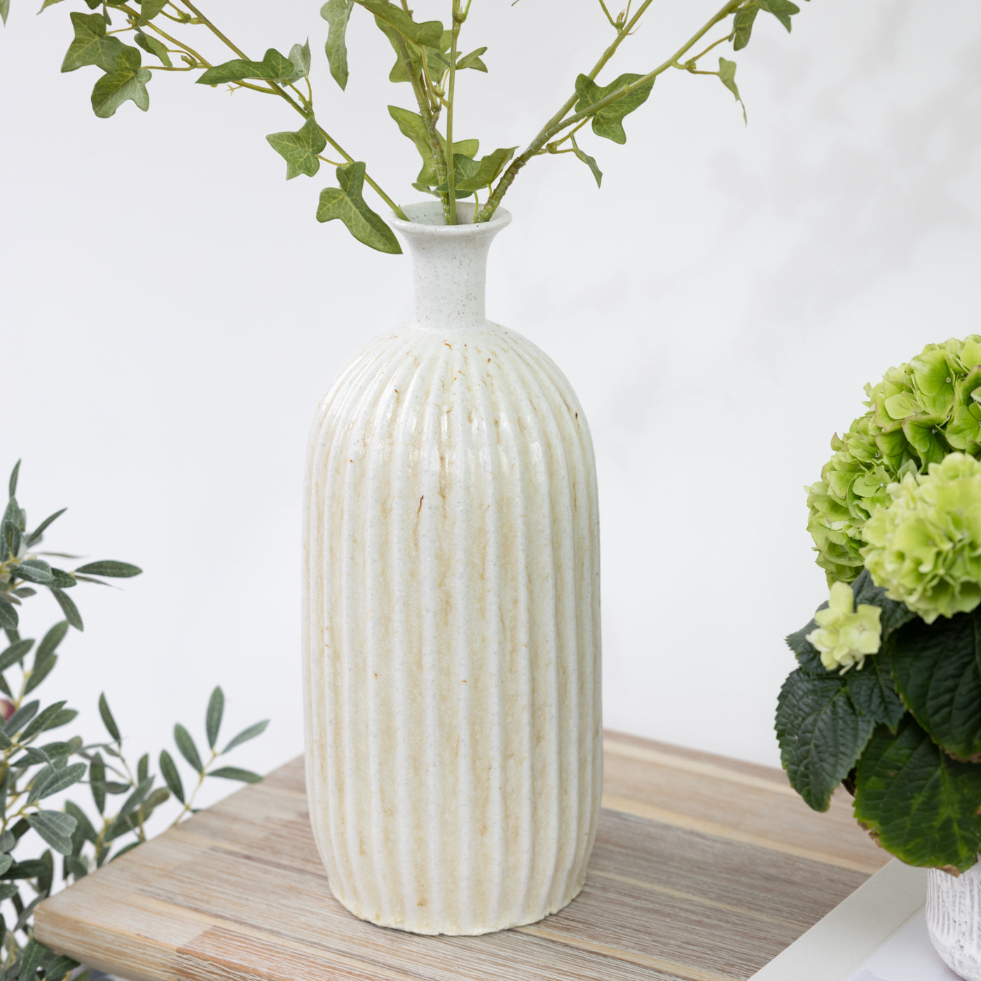 Tall Ribbed Ceramic Vase