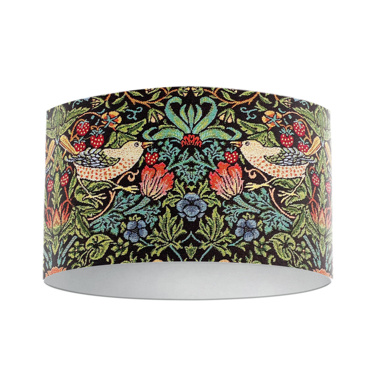 William Morris Tapestry Strawberry Thief Black Drum Lampshade