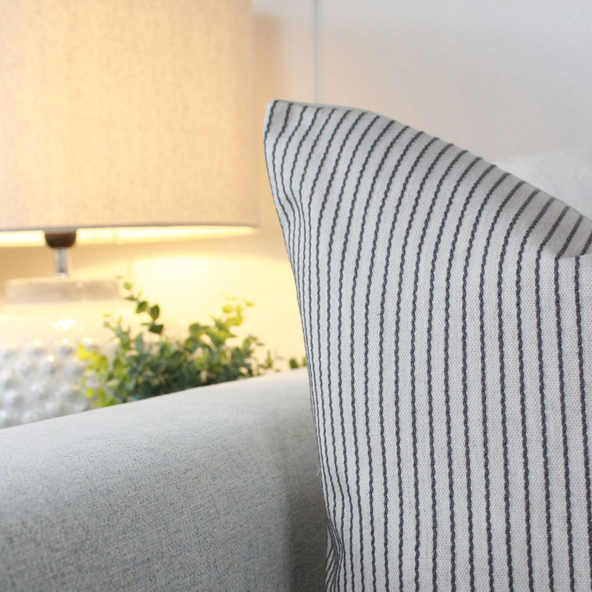 Venice Charcoal Textured Stripe Rectangle Cushion