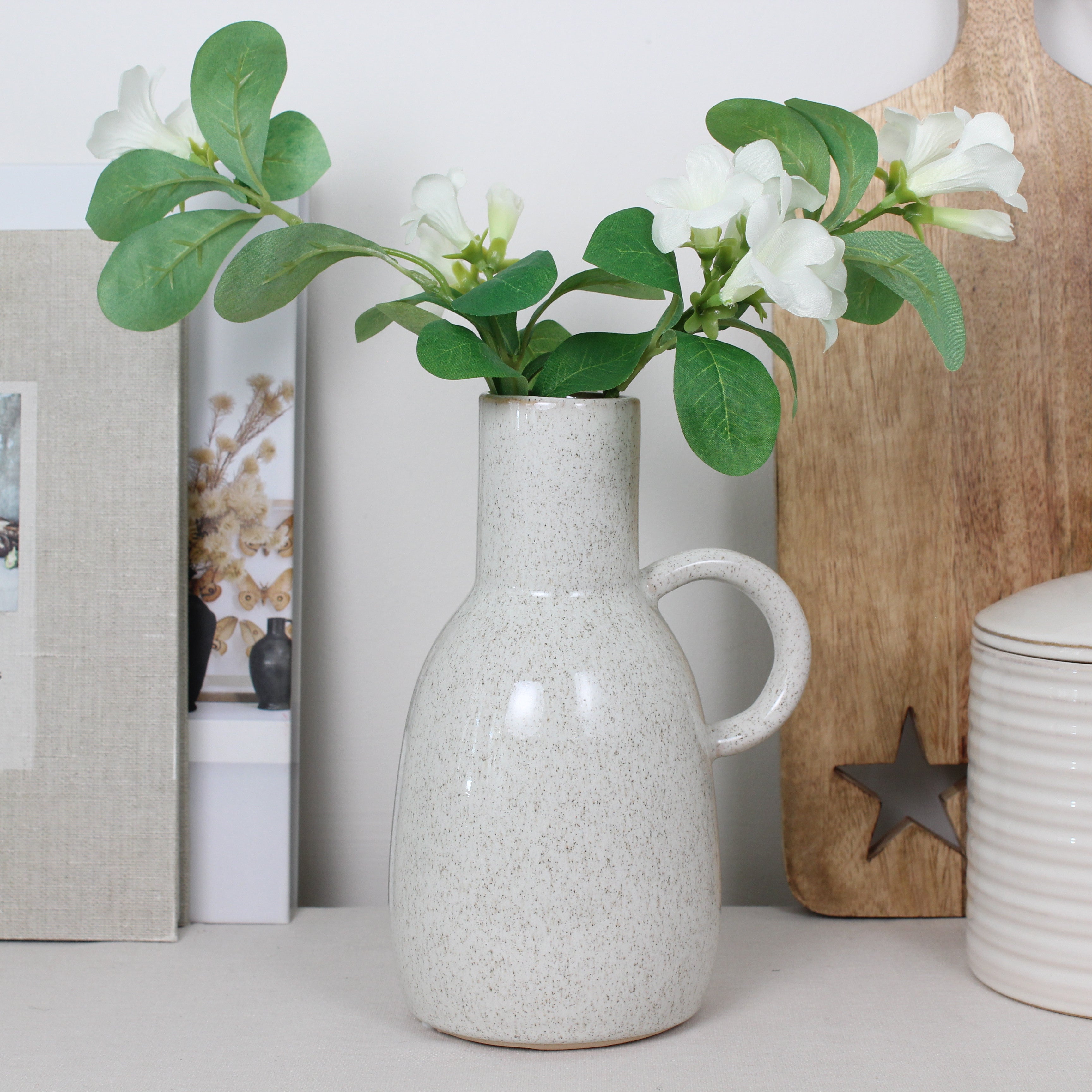 Off White Single Handle Vase