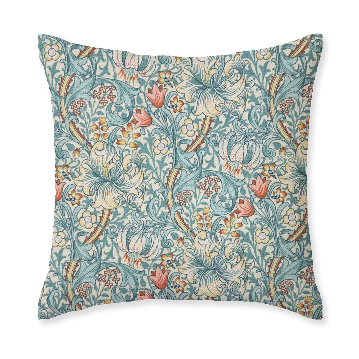 William Morris Golden Lily Cornflower Floral Garden Water Resistant Square Cushion
