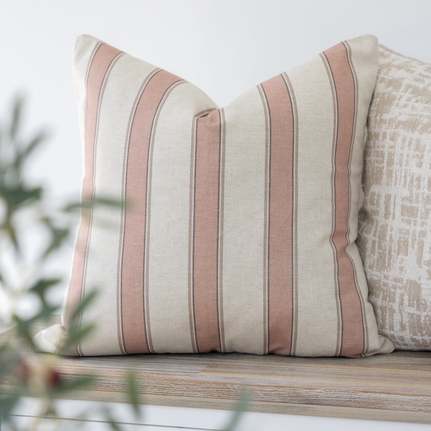 Pink Wide Stripe Cushion Cover