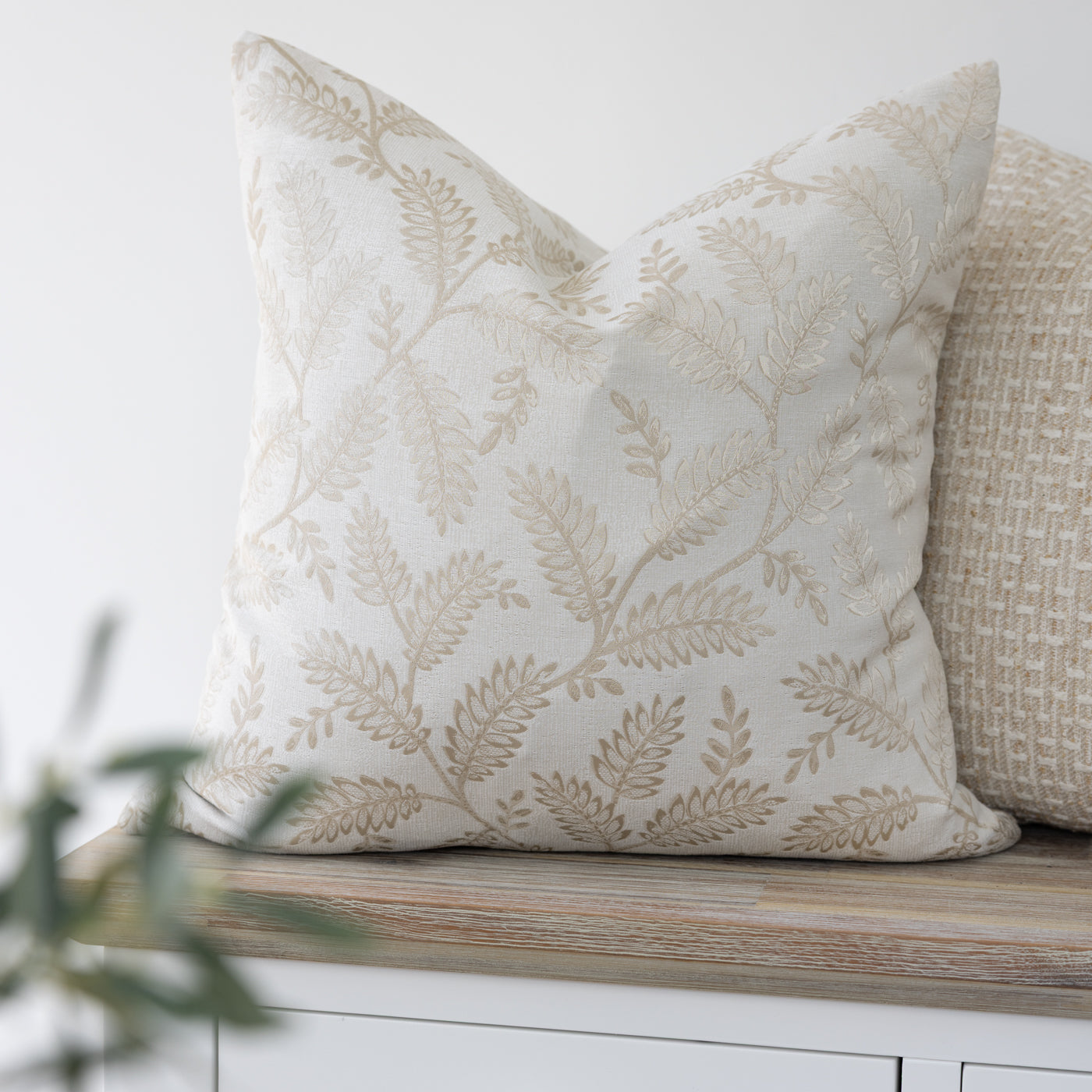 Winterbourne Jasmine Neutral Floral Cushion Cover