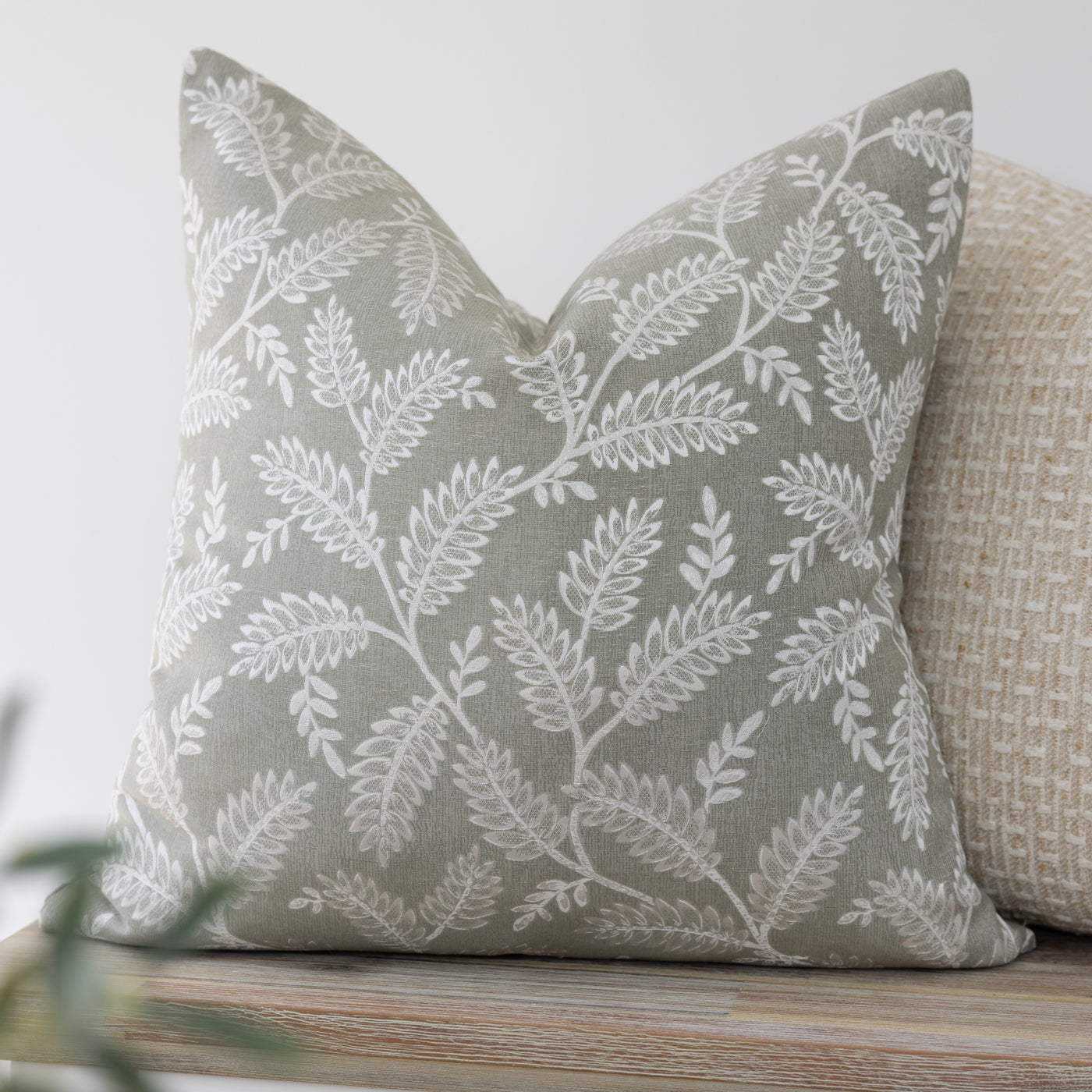 Winterbourne Willow Green Floral Cushion Cover