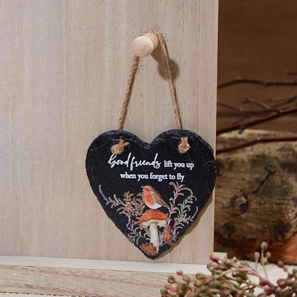 Woodland Animal Heart Slate Hanger