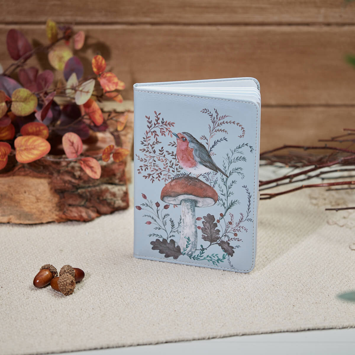 Woodland Robin PU Rustic Note Book