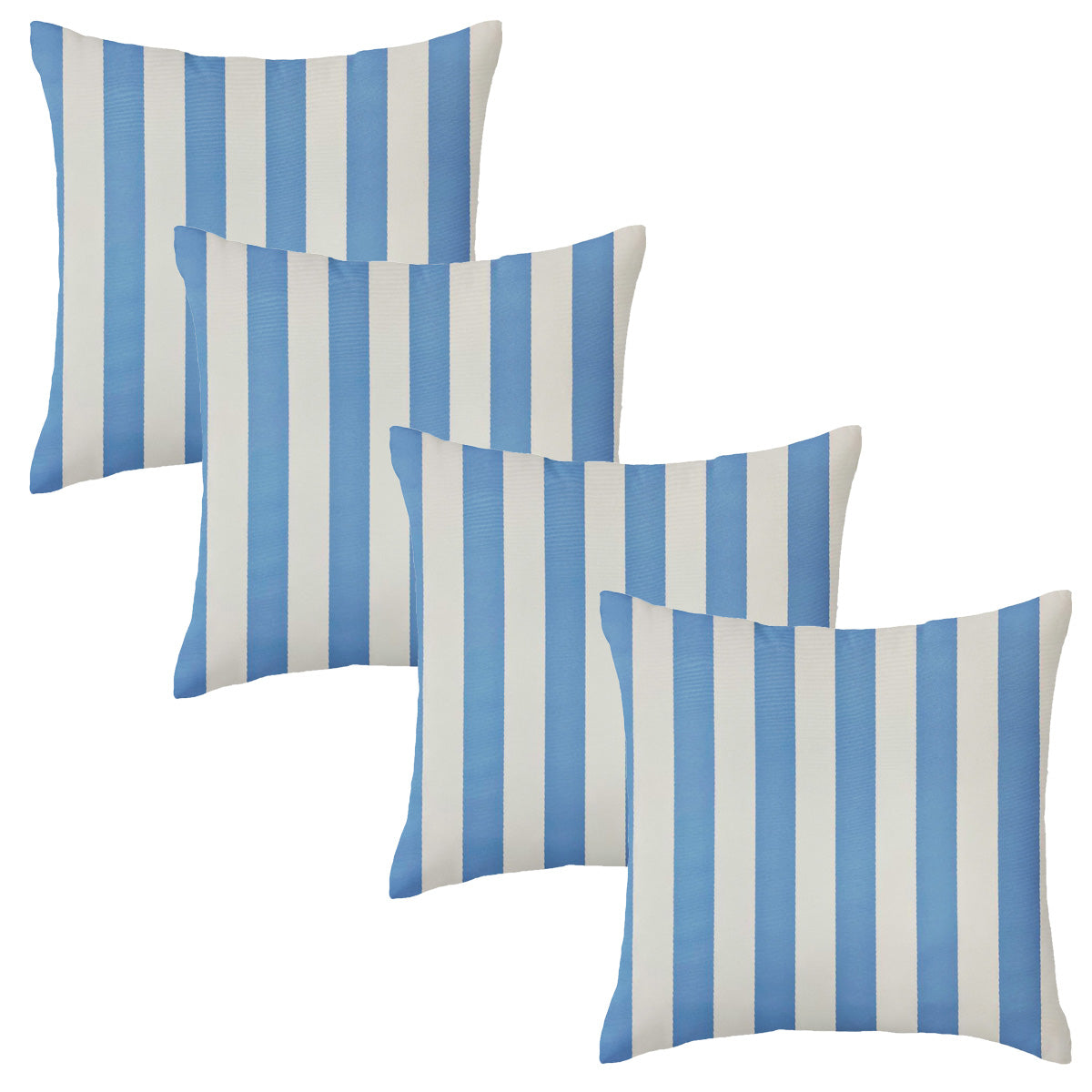 Set of 4 Blue Stripe Garden Square Water Resistant Cushions