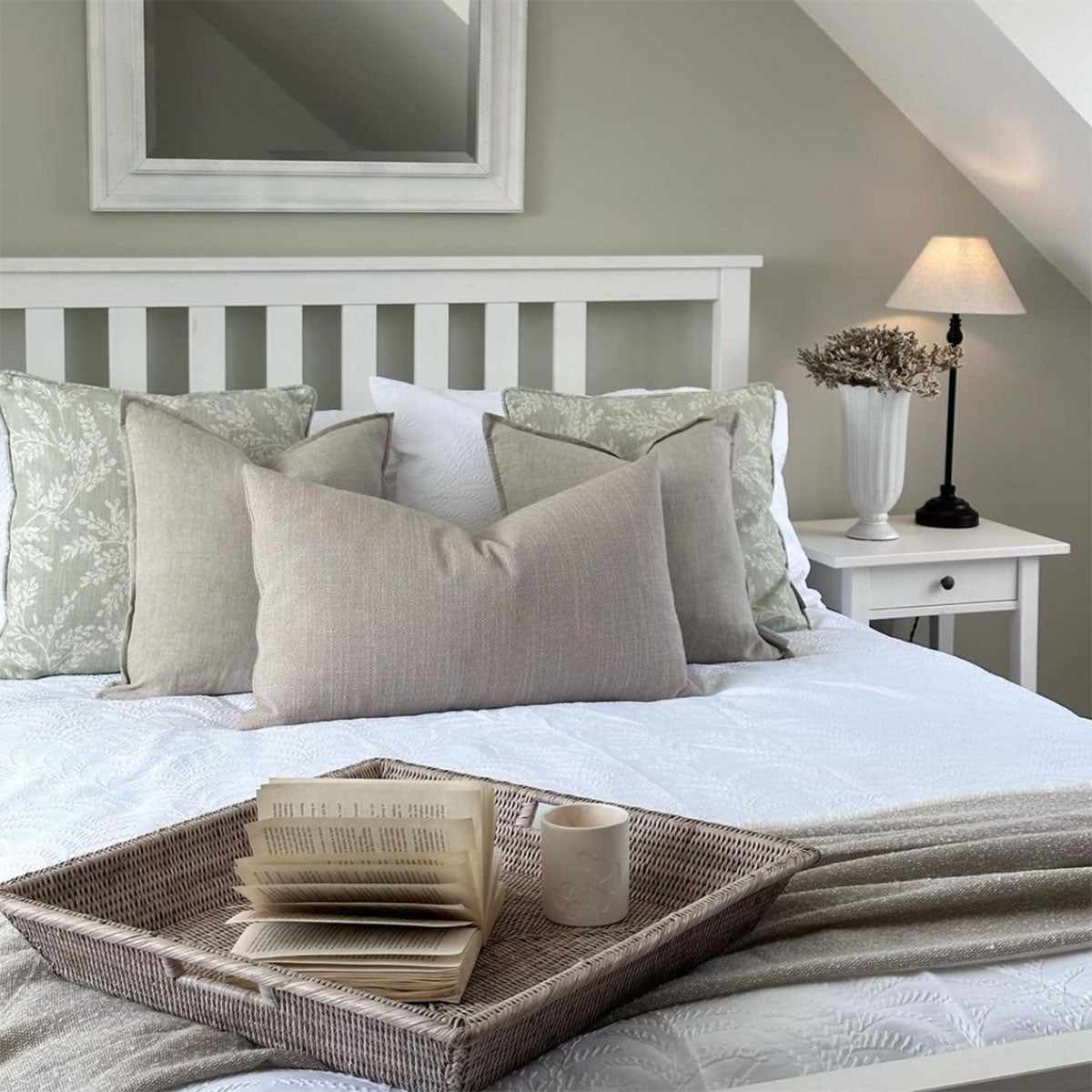 Ferndown Sage & Ivory Floral Print Cushion