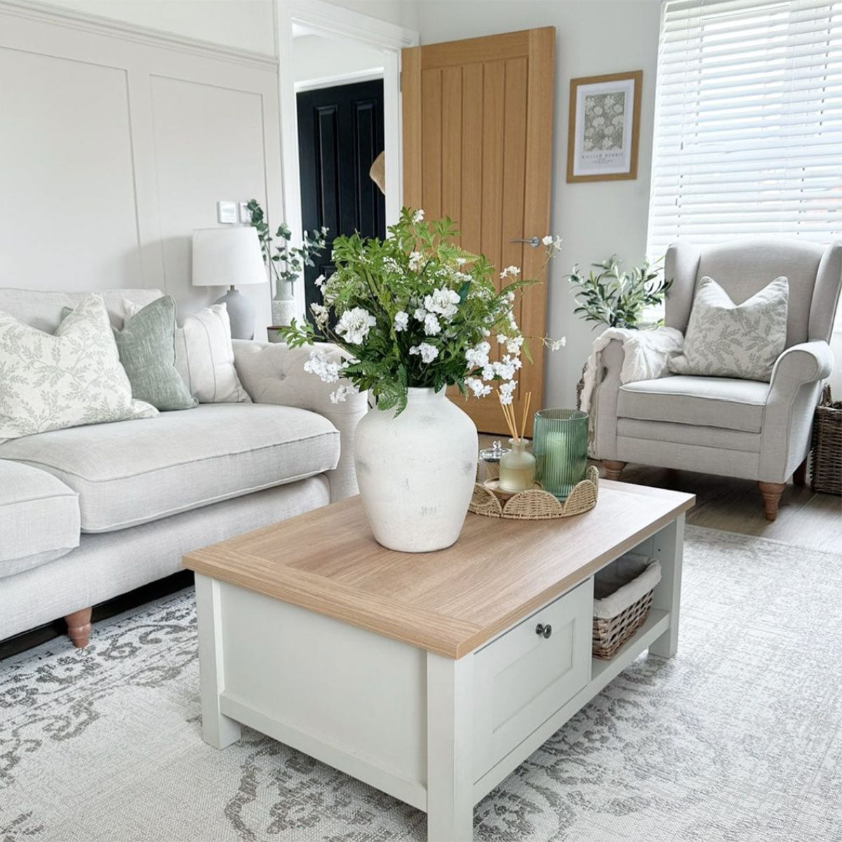 Ferndown Sage & Ivory Floral Print Cushion