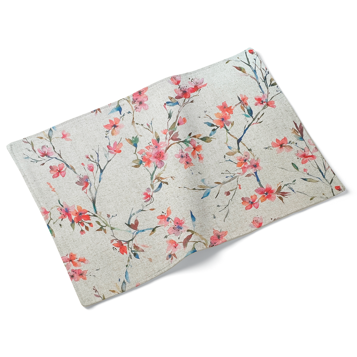 Set of 4 Fiore Poppy Design Fabric Placemats