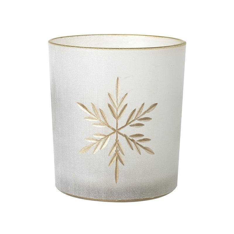 Frosted Glass Gold Snowflake Tea Light