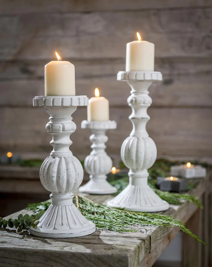 Large fancy white wood Candlestick