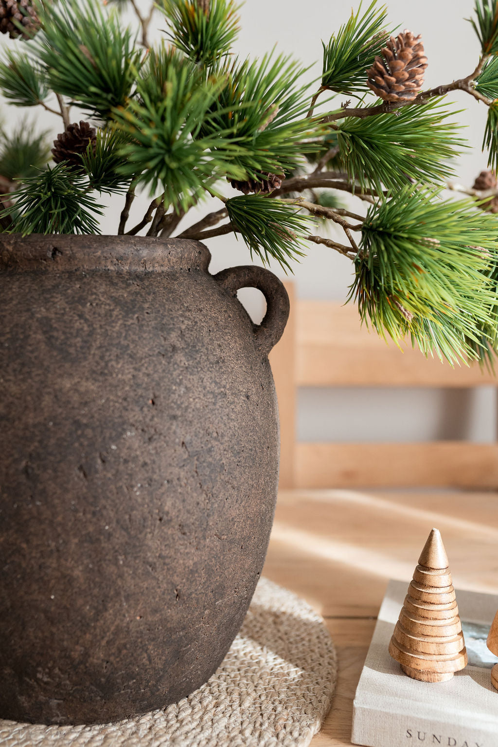 Brown Rustic Earthenware Handle Vase