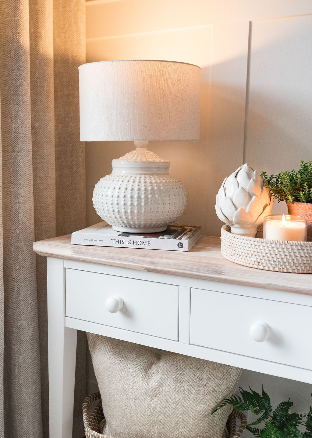 Cream Dimple Lamp with Shade