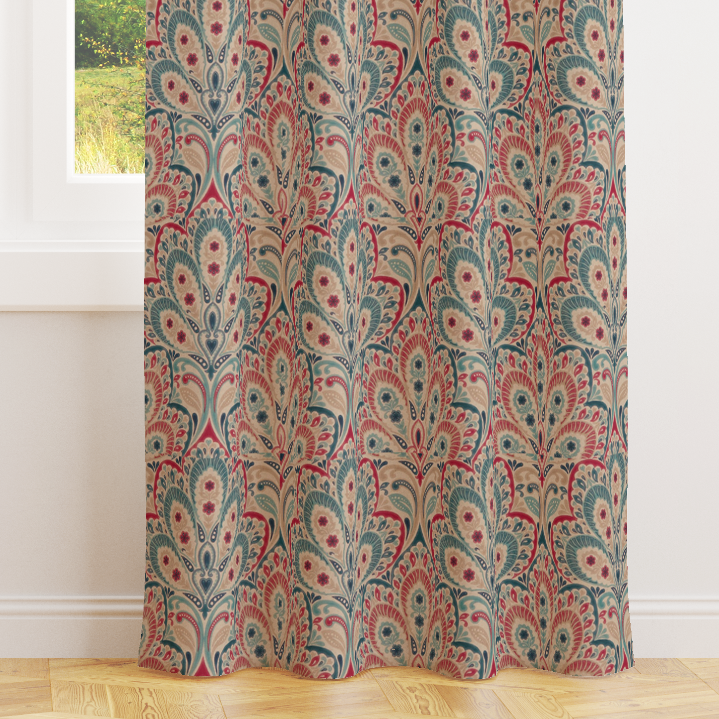 Persia Denim/Raspberry Curtains