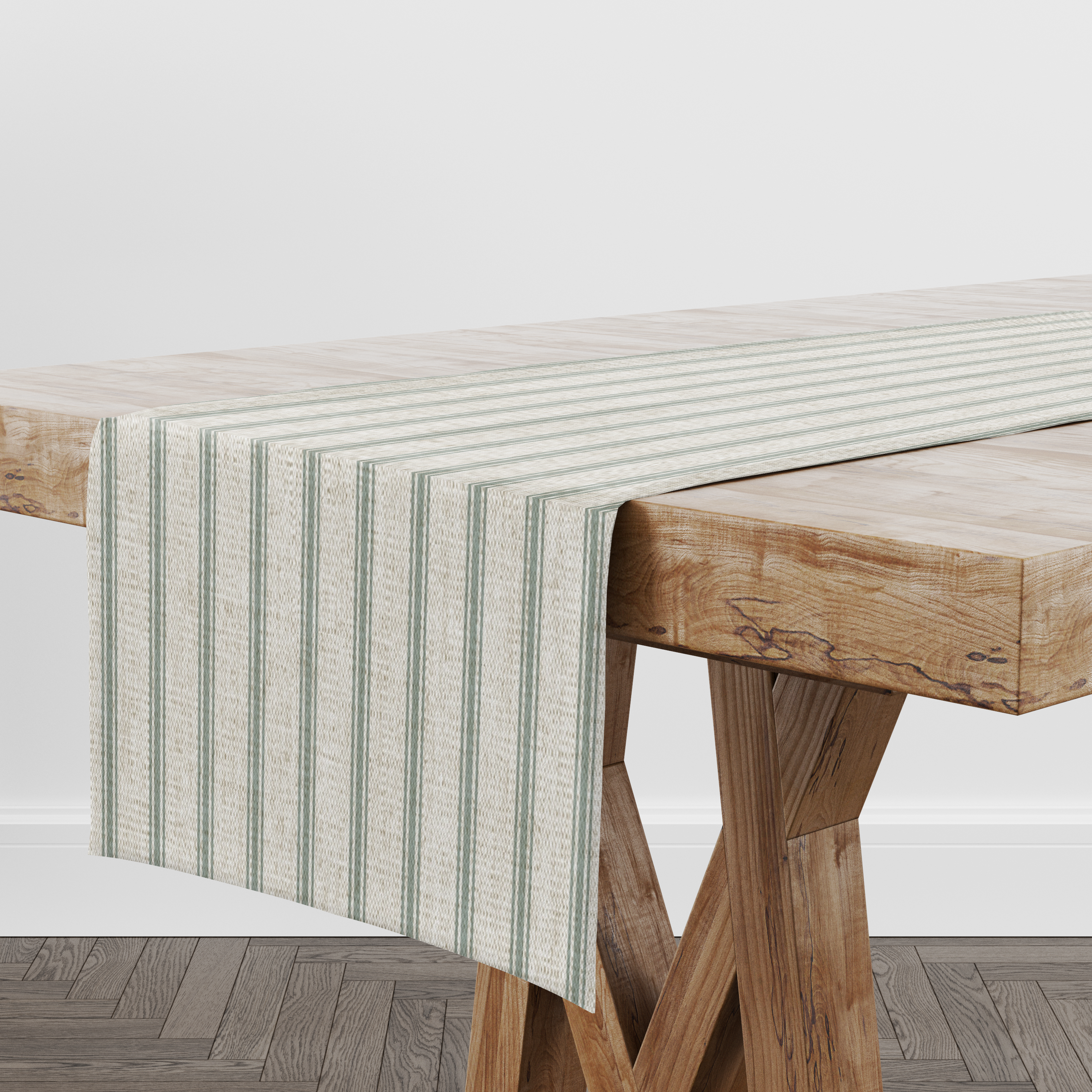 Kashmira Ticking Stripe Table Runner Duckegg