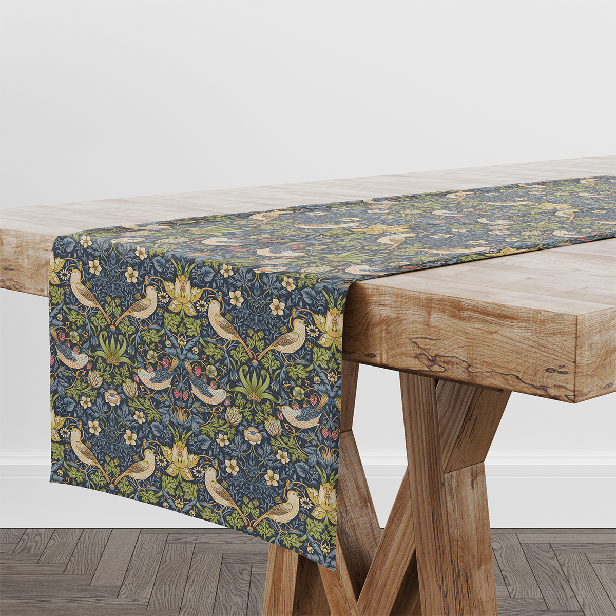 William Morris Strawberry Thief Navy Fabric Table Runner
