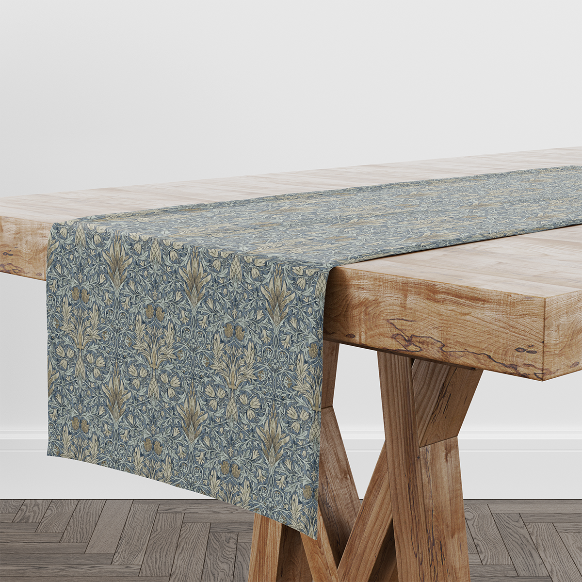 William Morris Snakeshead Denim Fabric Table Runner