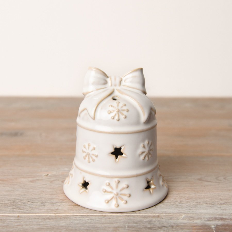 Small LED White Bell Ornament