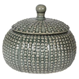 Large Squat Grey Lidded Jar