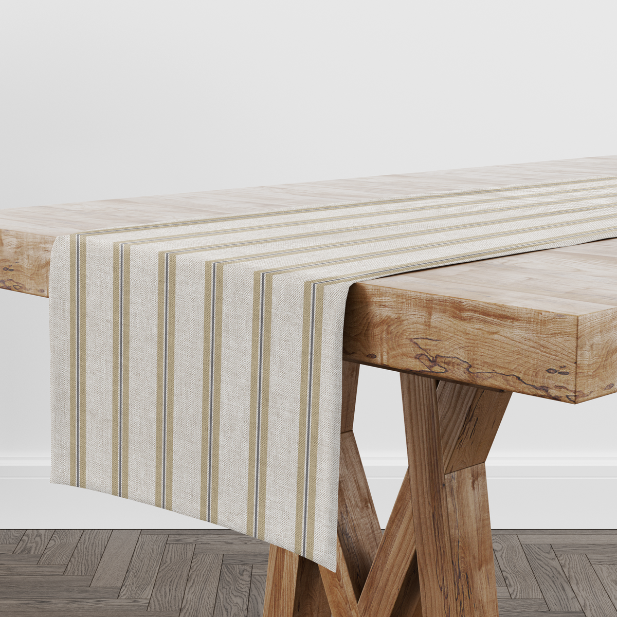 Winterfell Ticking Stripe Table Runner (Sand)