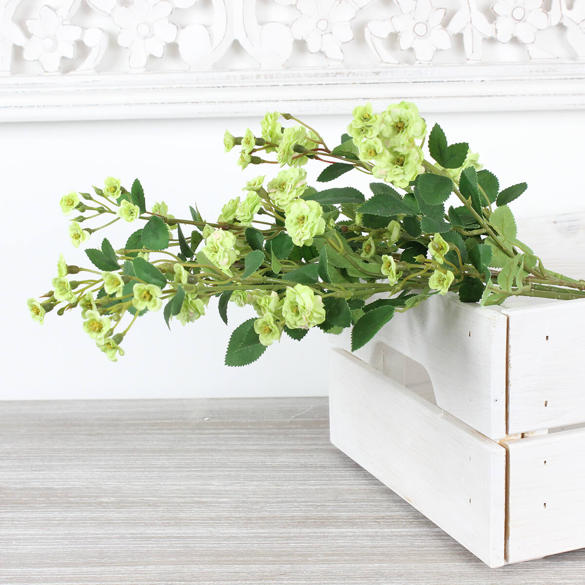 Faux Green Wild Meadow Rose Spray