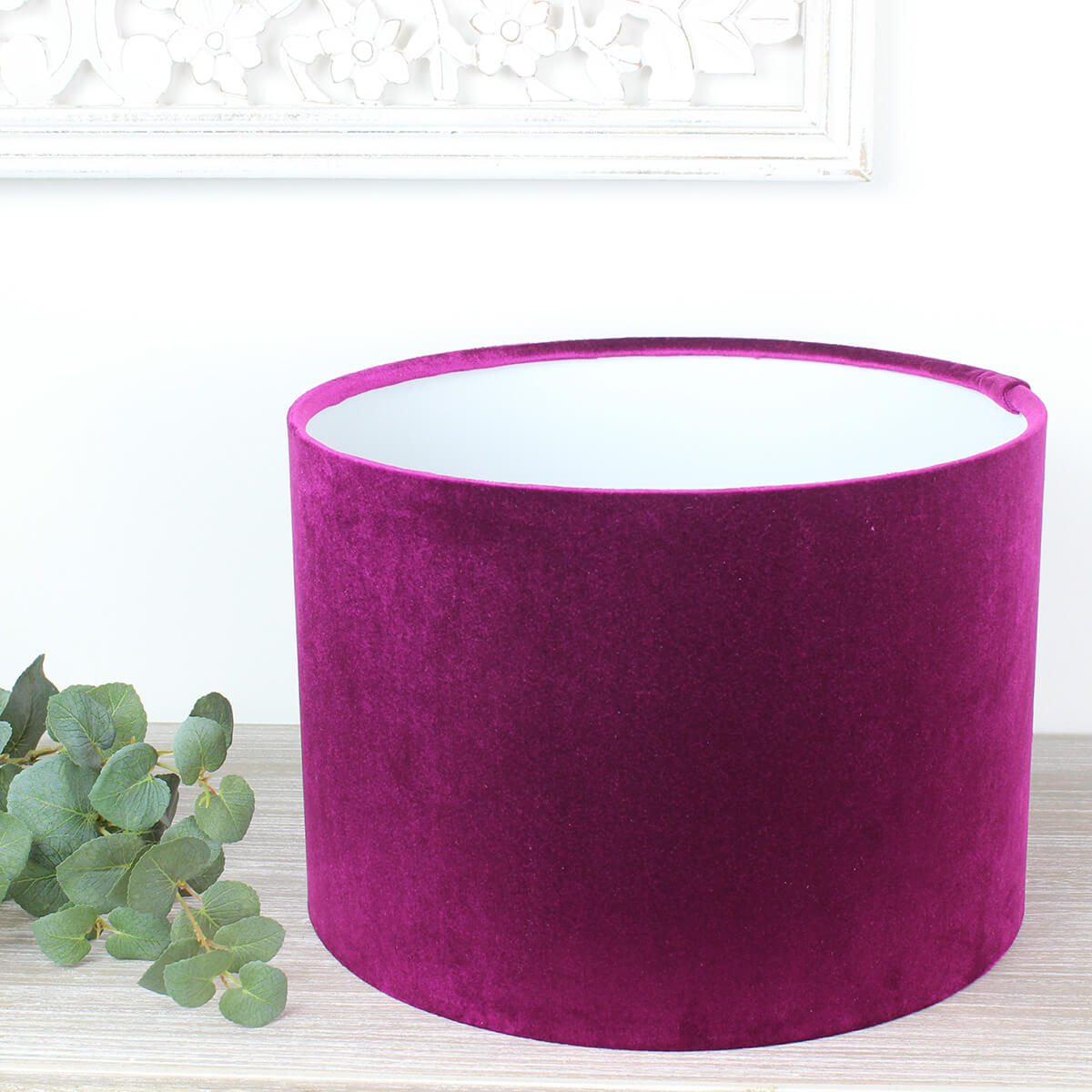 Glamour Fuchsia Pink Velvet Drum Lampshade