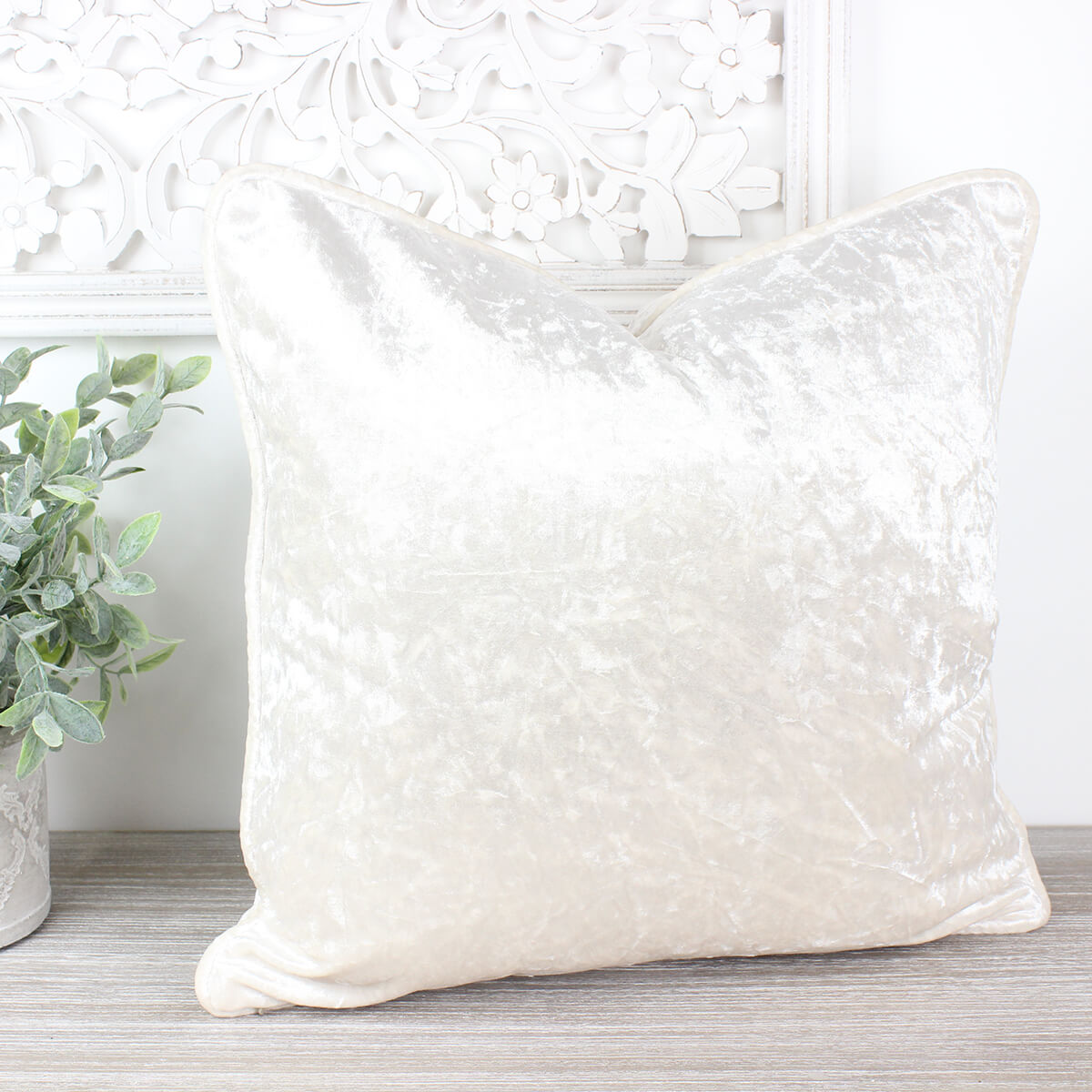 Bling White Crushed Velvet Cushion