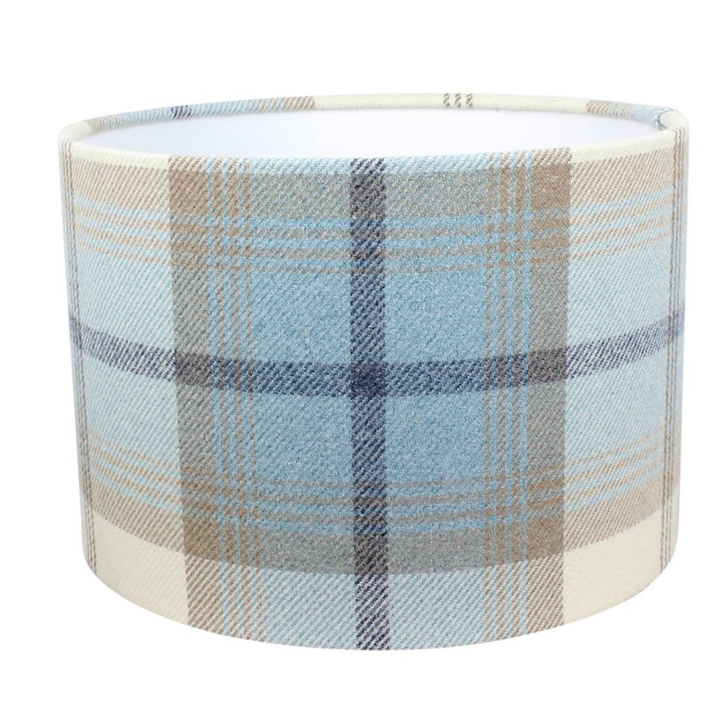 Balmoral Sky Blue Tartan Check Drum Lampshade