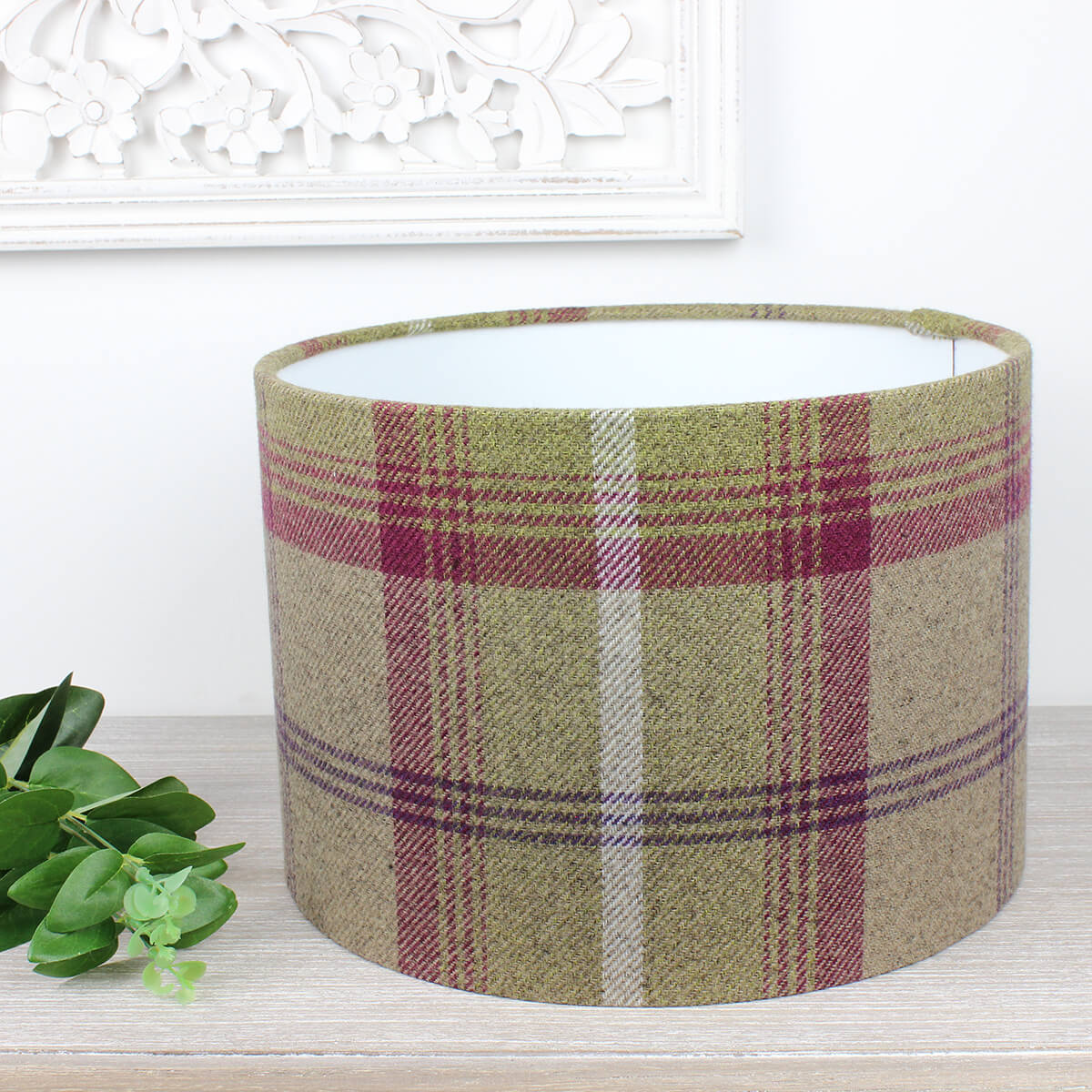 Balmoral Heather Tartan Check Drum Lampshade