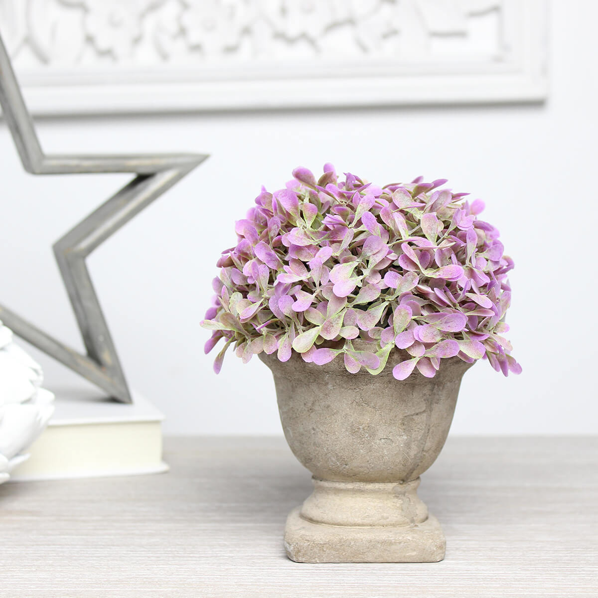 Faux Small Potted Purple Hydrangea