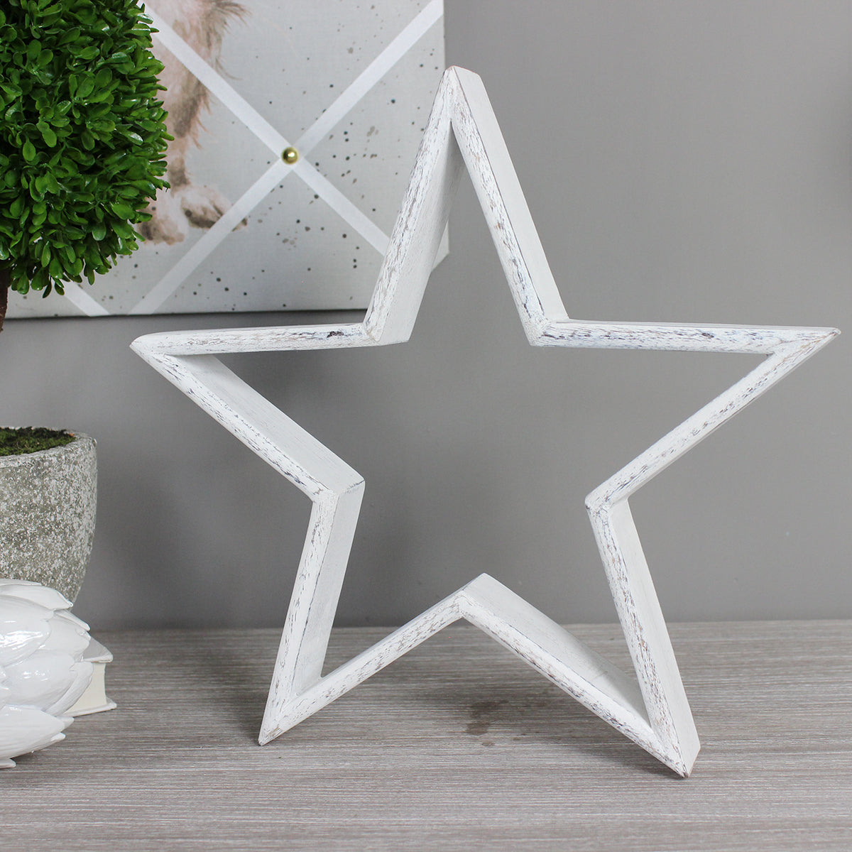 Large White Mango Wood Star