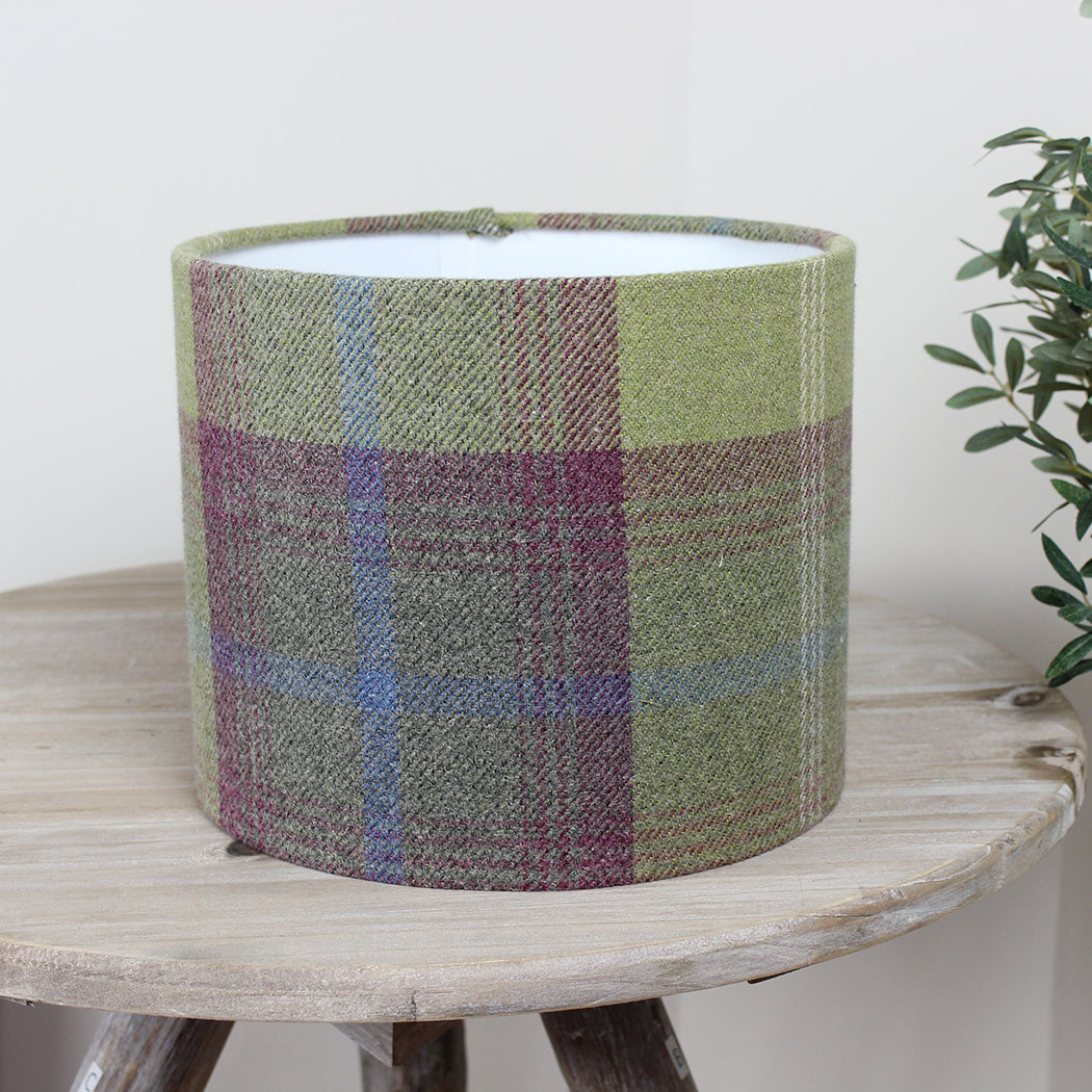 Balmoral Pistachio Tartan Check Drum Lampshade