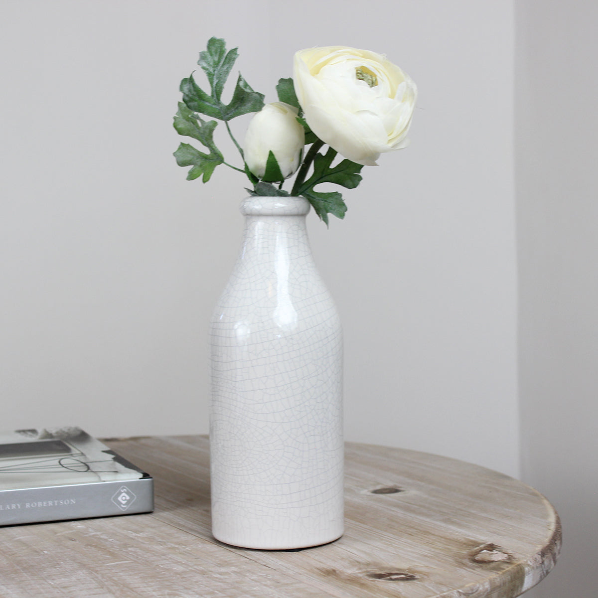 Harpley Cream Crackled Bottle Vase