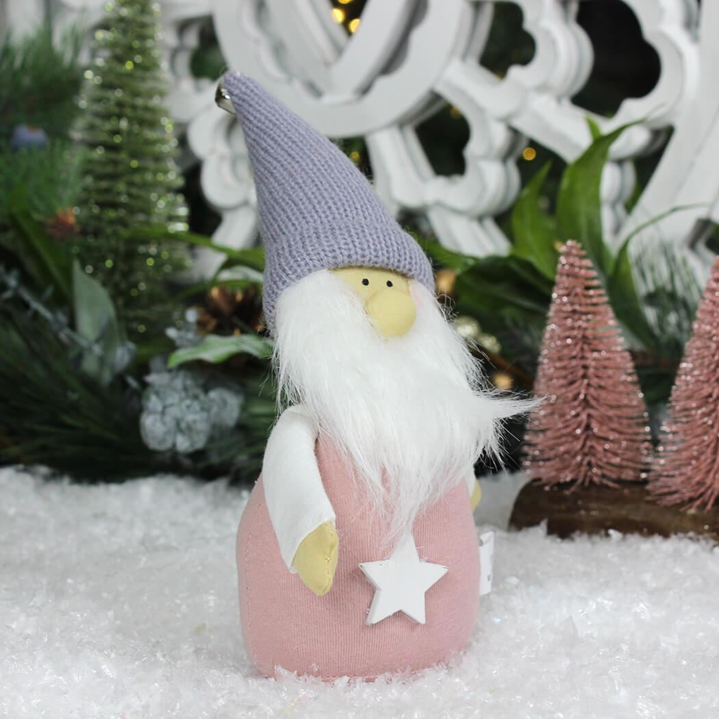 Standing Pink/Grey Santa Ornament