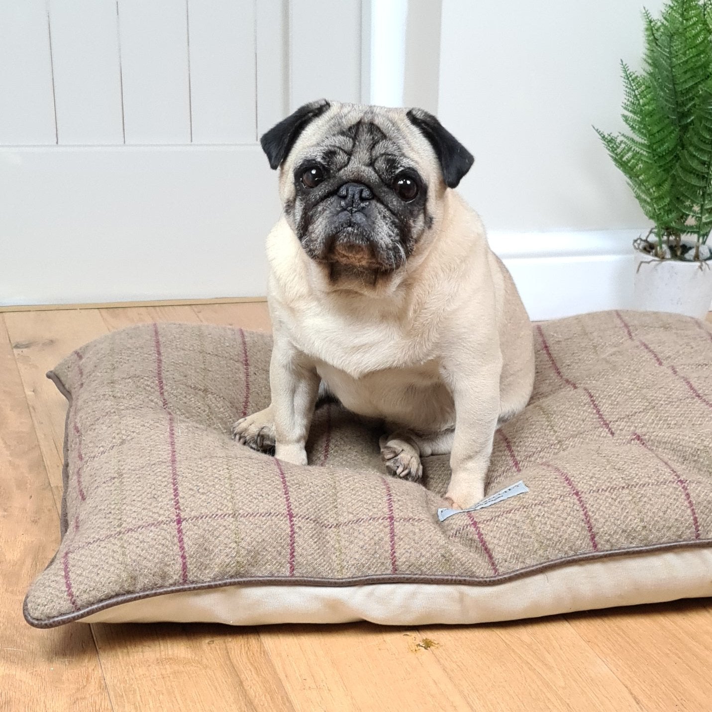 Heather Checked Pillow Dog Bed