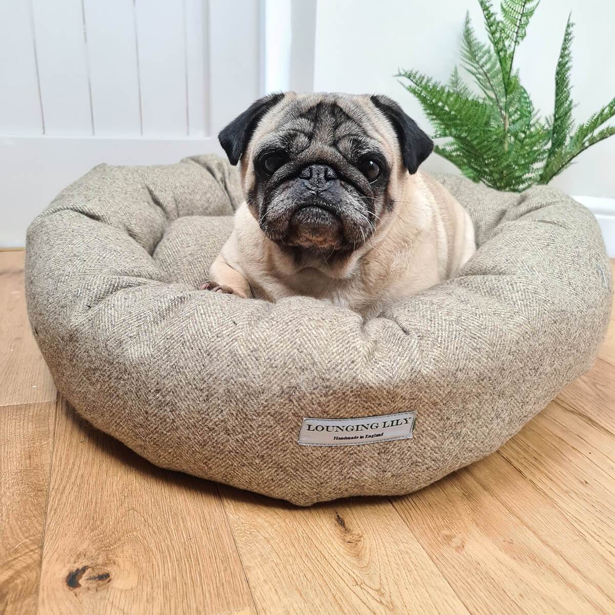 Stone Herringbone Donut Dog Bed