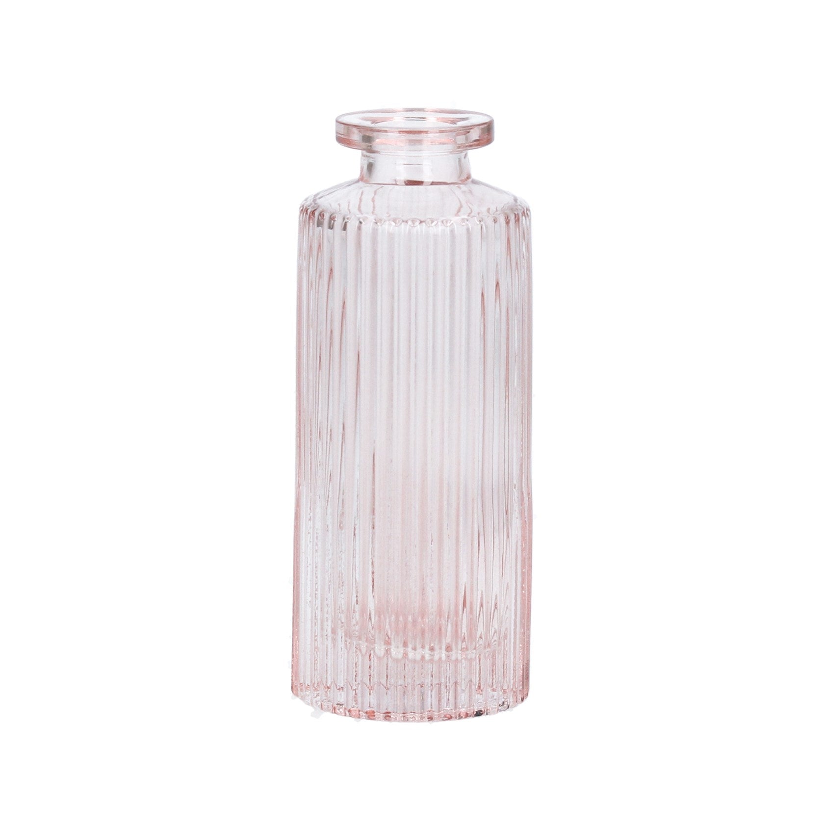 Glass Pink Ribbed Vase