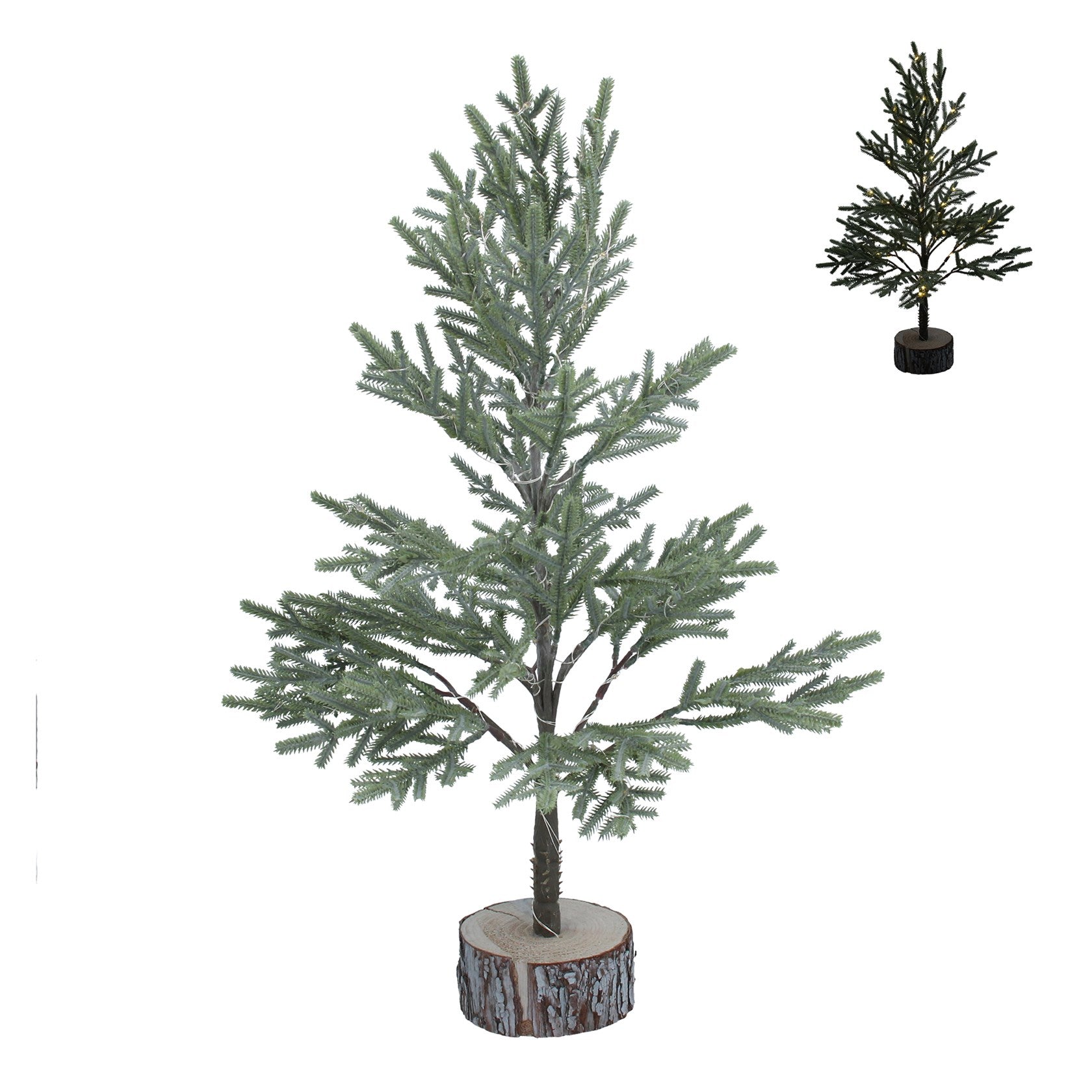 Pine Tree with LED Lights & Log Base
