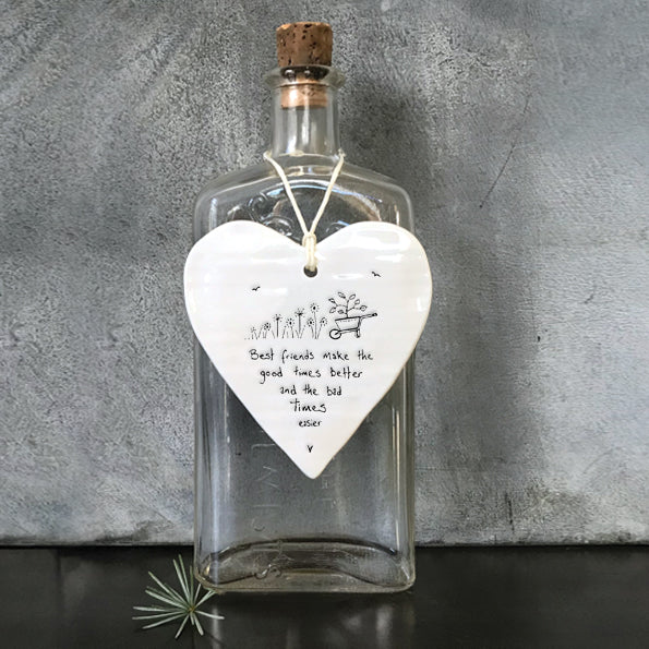 East Of India Best Friends Porcelain Heart Hanger