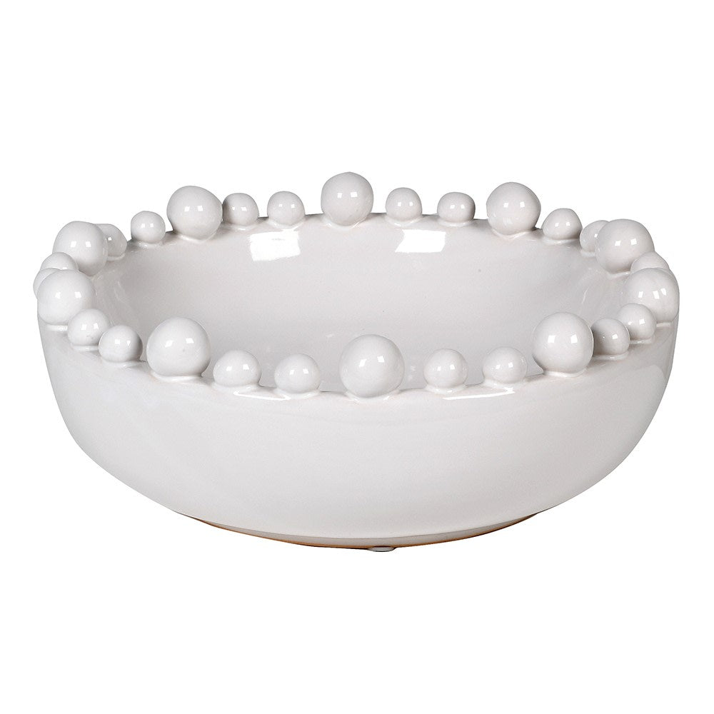 Ceramic White Bobble Edged Decorative Bowl
