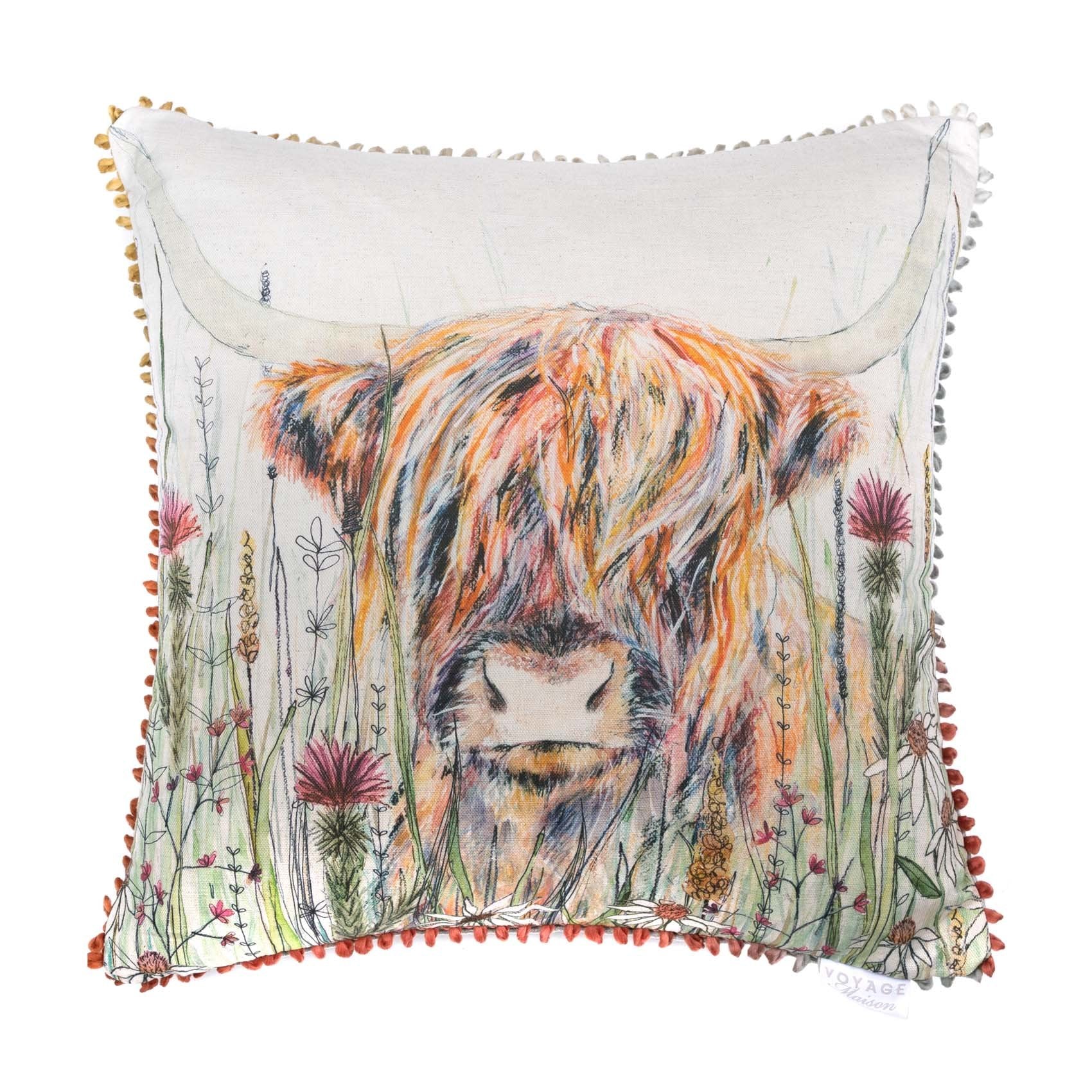 Voyage Maison Alfie Highland Cow Linen 50x50 Cushion